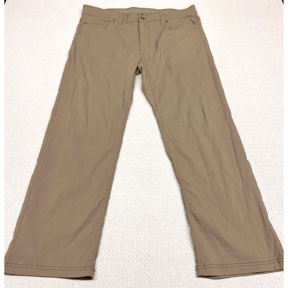 Prana Pants Mens 38x30 Brown Nylon Slim Fit Performance Hiking Outdoor Stretch - Picture 1 of 8